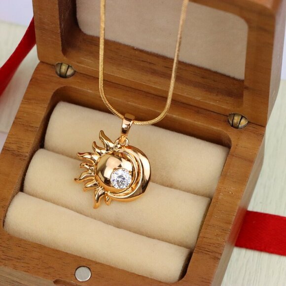 "Round Green Stone Pendant in Rose Gold Finish, XPPT1561 - Picture 8 of 13